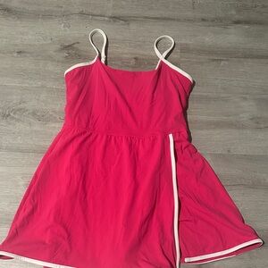 Pink athletic Dress with White Trim